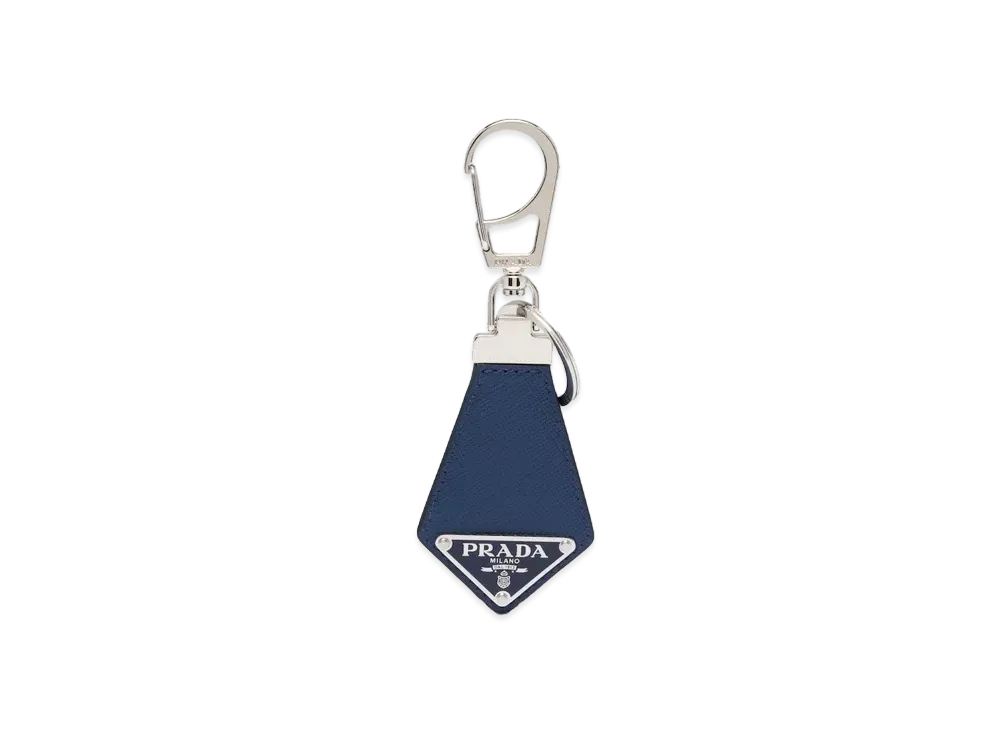 PRADA Saffiano Leather Keychain "Blulette"
