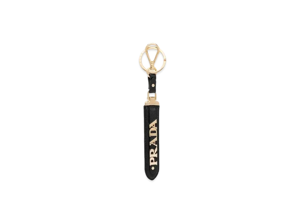 PRADA Saffiano Leather Keychain "Black"
