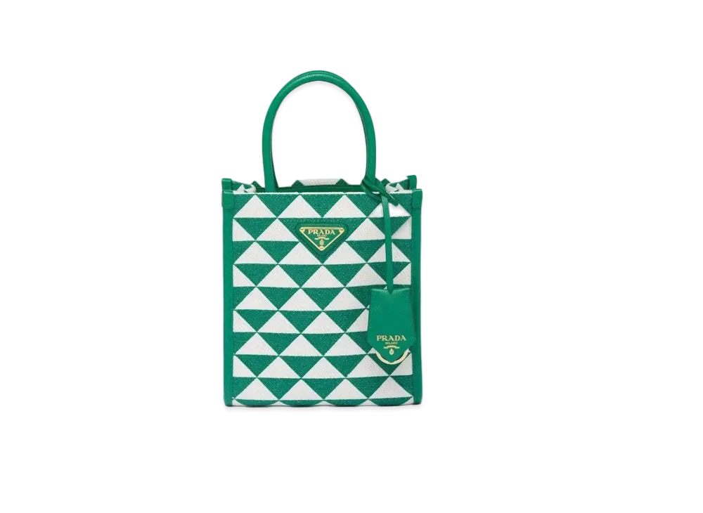 PRADA Symbole Embroidered Fabric Mini Bag "Green/White"