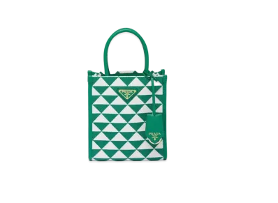 PRADA Symbole Embroidered Fabric Mini Bag "Green/White"