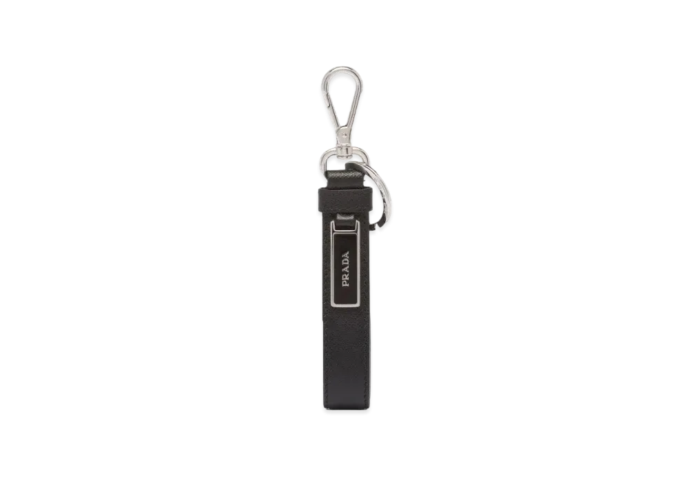 PRADA Saffiano Leather Keychain" Black"