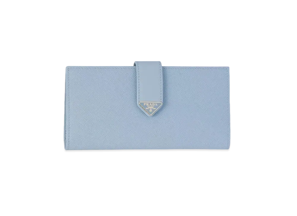 PRADA Large Saffiano Leather Wallet "Light Blue"