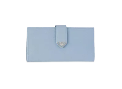 PRADA Large Saffiano Leather Wallet "Light Blue"