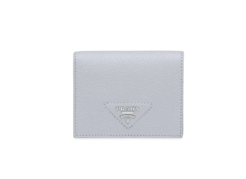 PRADA Vitello Dino Leather Wallet "Cornflower Blue"