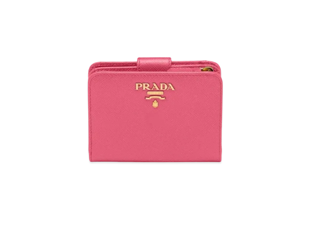 PRADA Small Saffiano Leather Wallet "Peony Pink"