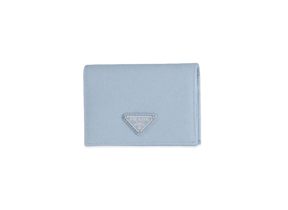 PRADA Small Brushed Leather Wallet "Light Blue"