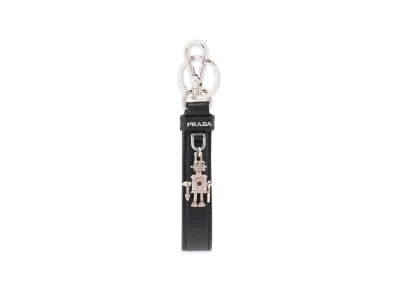 PRADA Saffiano Leather Key Ring "Black"