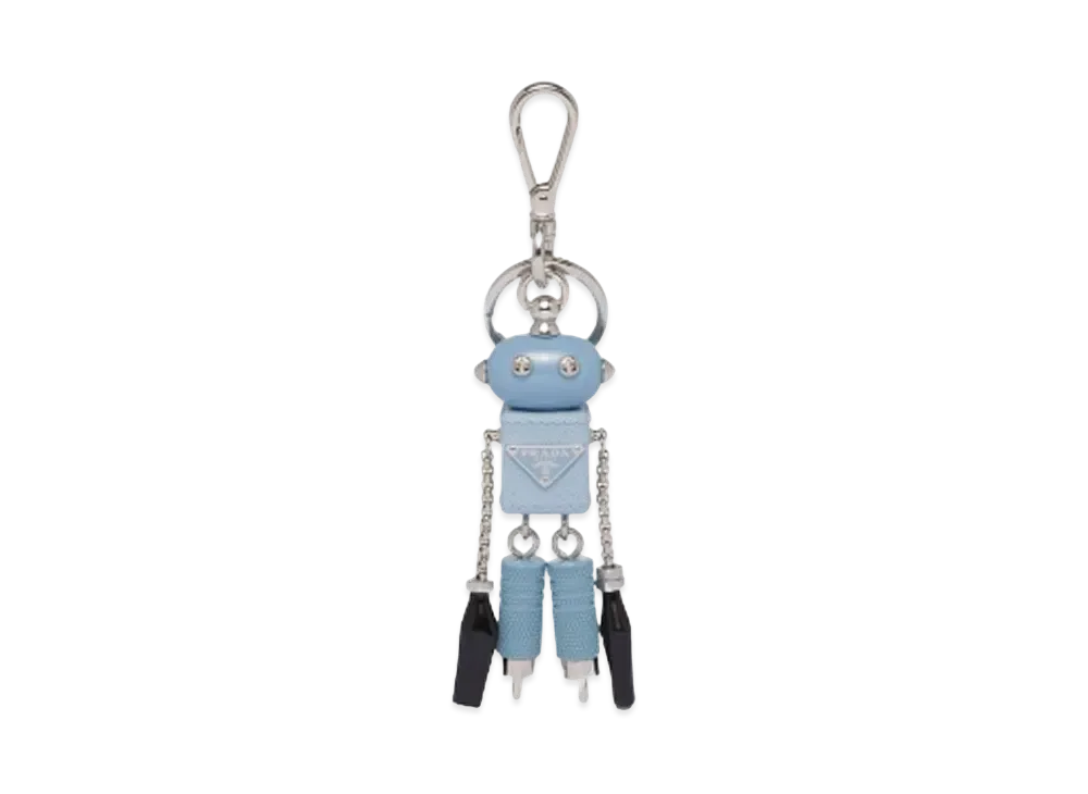 プラダ サフィアーノレザー ロボット トリック キーリング "ライトブルー" 1TR101 UYY F0076