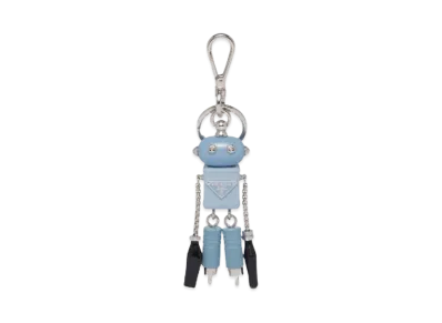 PRADA Saffiano Leather Robot Keychain Trick "Light Blue"