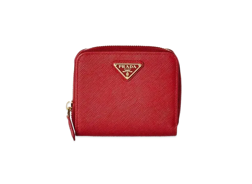 PRADA Small Saffiano Leather Wallet "Fiery Red"