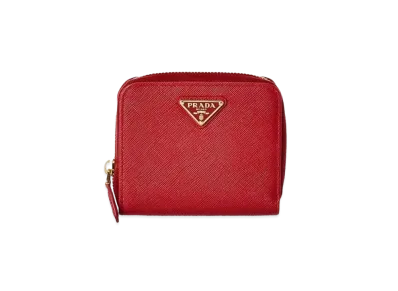 PRADA Small Saffiano Leather Wallet "Fiery Red"