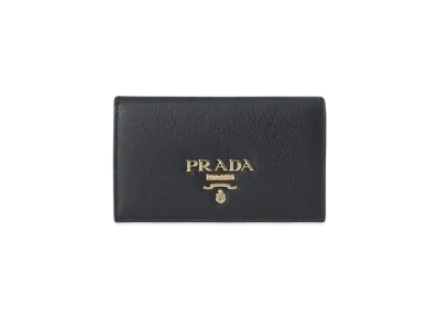 PRADA Vitello Grain Leather Card Holder "Black"