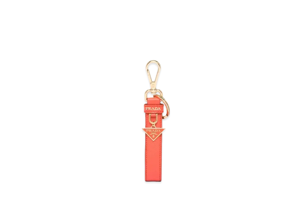 PRADA Saffiano Leather Keychain "Oreange"