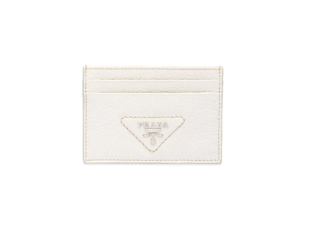 PRADA Leather Card Holder "Chalk White"