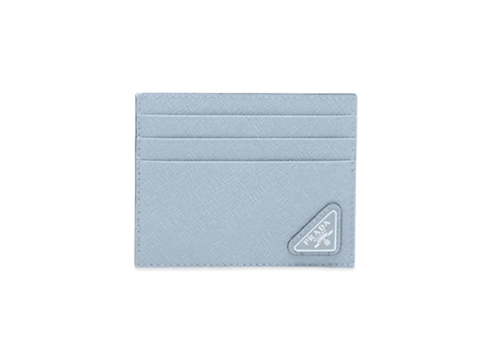 PRADA Saffiano Leather Card Holder "Light Blue"