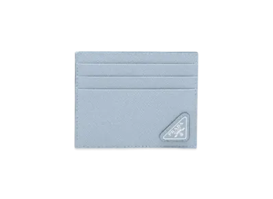PRADA Saffiano Leather Card Holder "Light Blue"