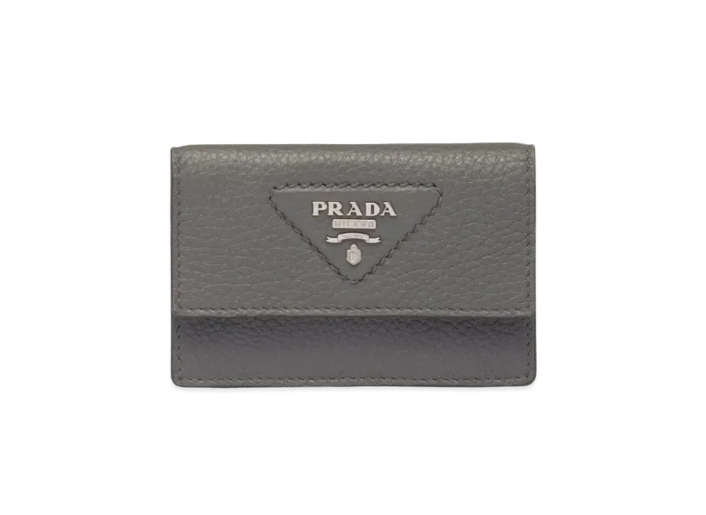 PRADA Leather Card Holder "Marble Gray"