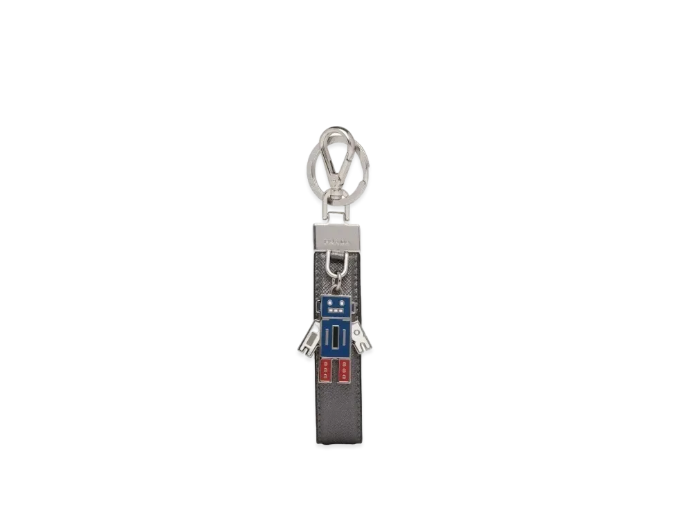 PRADA Saffiano Leather Keychain "Palladium"