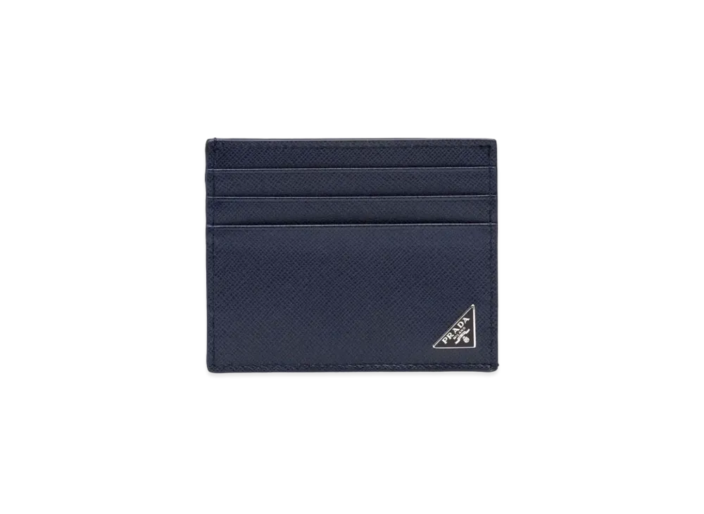 PRADA Saffiano Leather Card Holder "Baltic Blue"