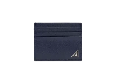 PRADA Saffiano Leather Card Holder "Baltic Blue"