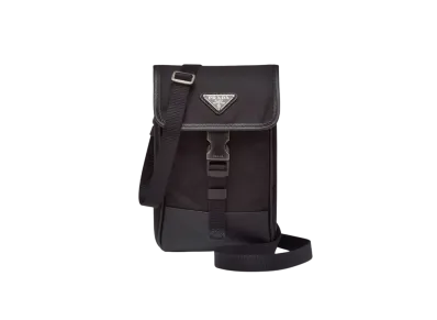 PRADA Re-Nylon Saffiano Leather Smartphone Case "Black"