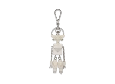 PRADA Saffiano Leather Robot Trick Keyring "White"