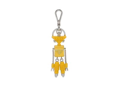 PRADA Saffiano Leather Robot Trick Keyring "Yellow"