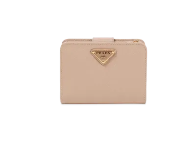 PRADA Saffiano Triangl Wallet "Pink Beige"