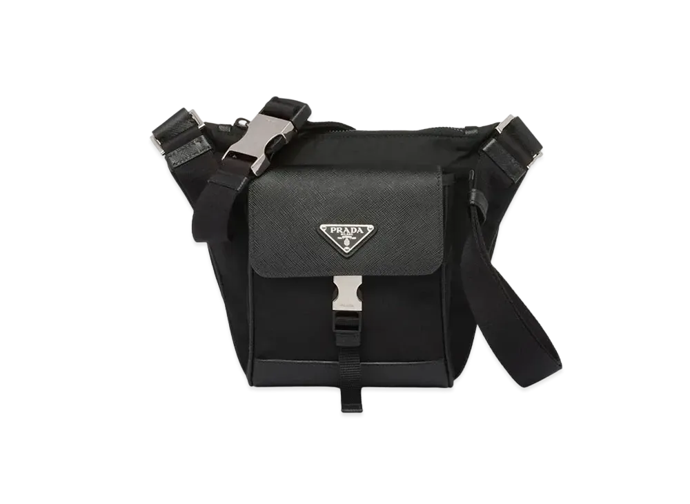 PRADA Re-Nylon Saffiano Leather Shoulder Bag "Black"