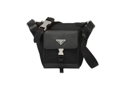 PRADA Re-Nylon Saffiano Leather Shoulder Bag "Black"
