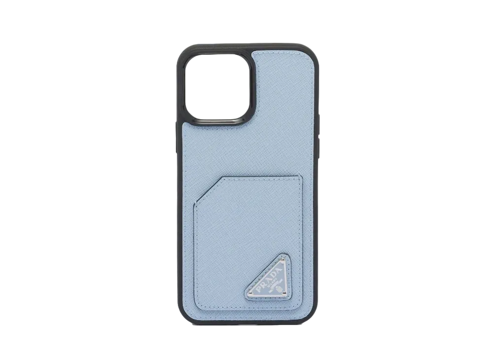 PRADA Saffiano Leather Cover iPhone 13 Pro Max "Light Blue"