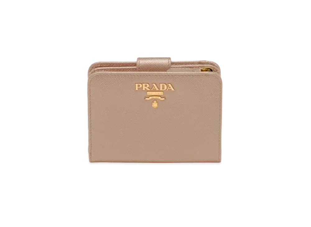 PRADA Small Saffiano Leather Wallet "Pink Beige"