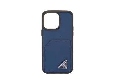 PRADA Saffiano Leather Cover iPhone 14 Pro Max "Bluette"