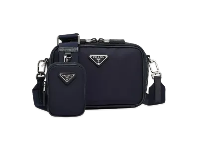 PRADA Brique Re-Nylon Saffiano Leather Bag "Navy"