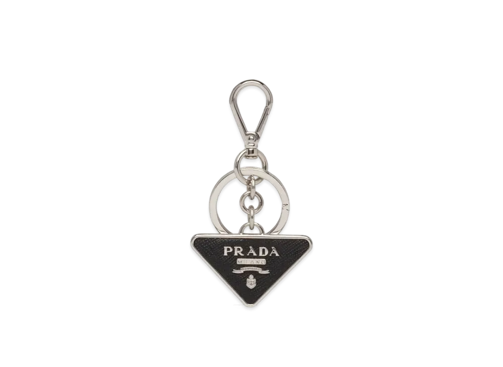 PRADA Saffiano Leather Key Ring "Black"