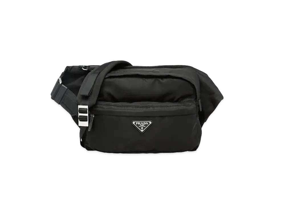 PRADA Nylon Saffiano Leather Bag With Strap"Black"