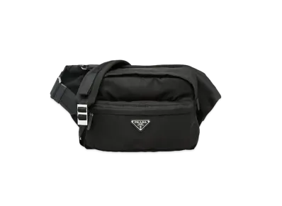 PRADA Nylon Saffiano Leather Bag With Strap"Black"
