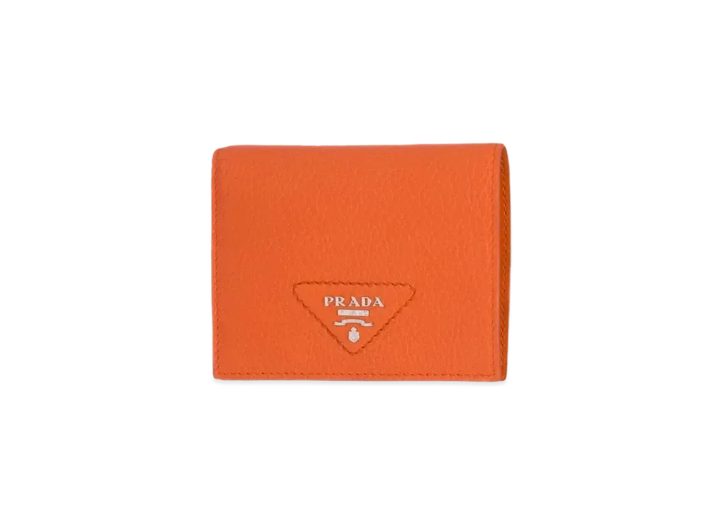 PRADA Vitello Dino Leather Wallet "Papaya"
