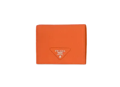PRADA Vitello Dino Leather Wallet "Papaya"