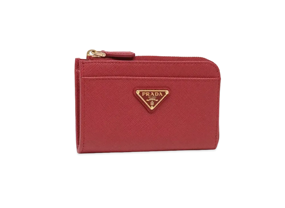 PRADA Saffiano Triangle Key Case "Fiery Red"