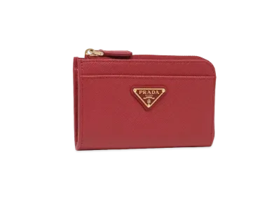 PRADA Saffiano Triangle Key Case "Fiery Red"
