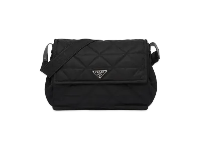 PRADA Topstitched Re-Nylon Shoulder Bag "Black"