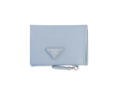 PRADA Saffiano Leather Card Holder "Pale Blue"