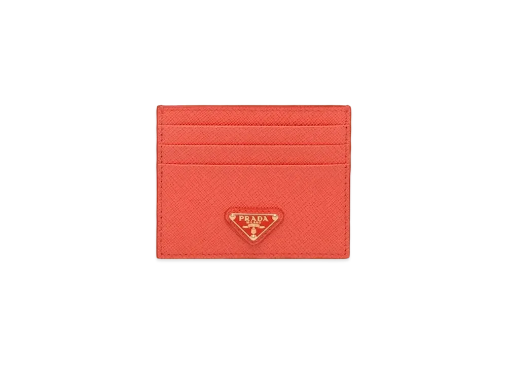 PRADA Saffiano Leather Card Holder "Orange"