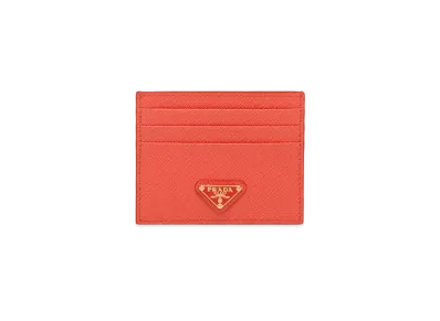 PRADA Saffiano Leather Card Holder "Orange"