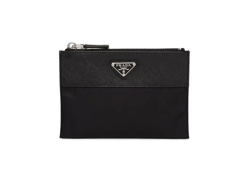 PRADA ReNylon Saffiano Leather Pouch Wallet "Black"