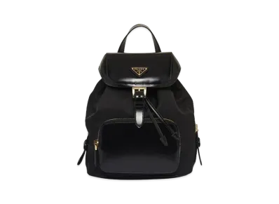 PRADA ReNylon Brushed Leather Backpack "Black"
