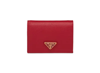 PRADA Small Saffiano Leather Wallet "Fiery Red"