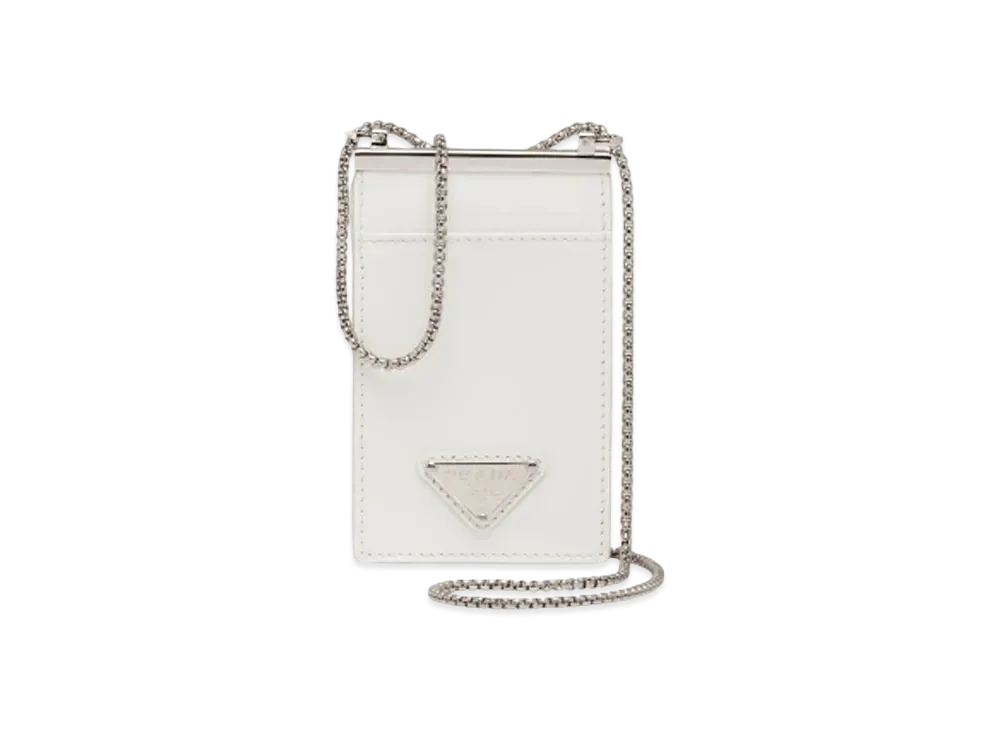 PRADA Brushed Leather Card Holder "White"