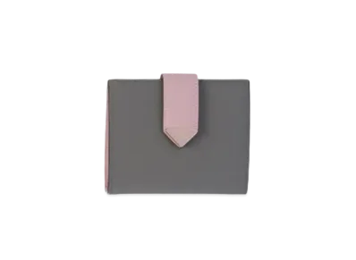 PRADA Small Saffiano And Smooth Leather Wallet "Gray/Pink"